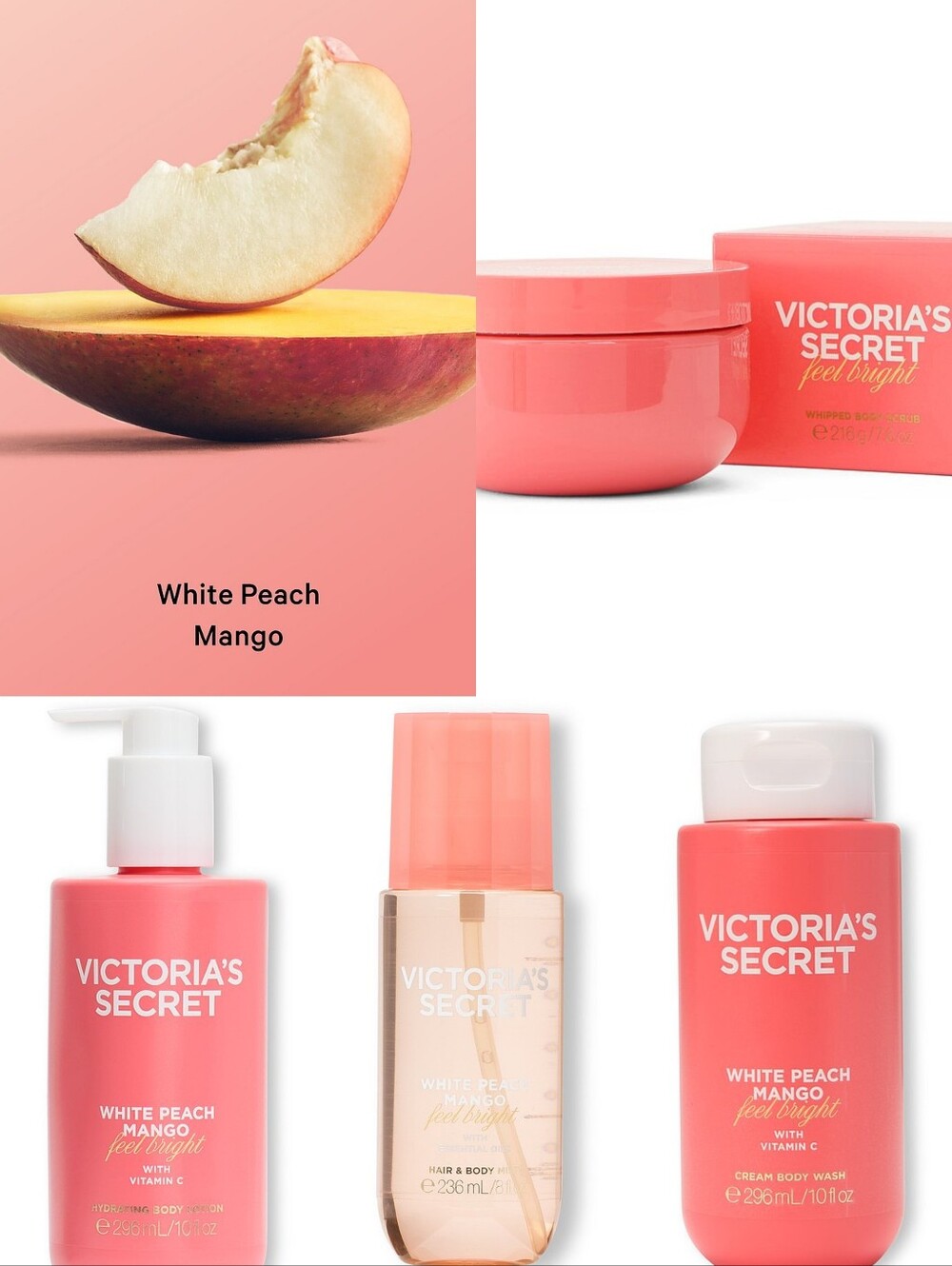 Victoria's Secret White Peach Mango 4 Piece Body Care Gift Set NEW